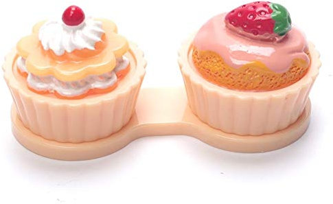 6 Color Cream Cake Glasses Double Contact Lenses Box Contact Lens Case For Eyes Care Kit Holder Container Portable (Color : Yellow)