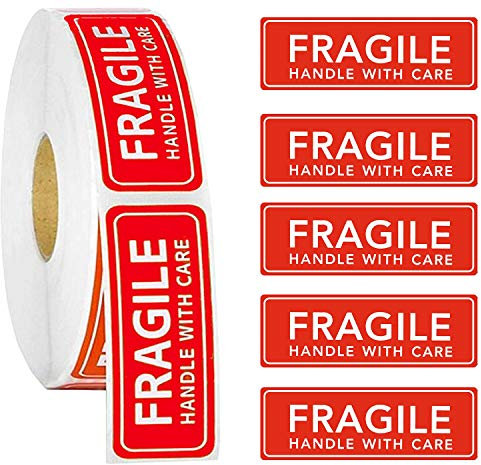 ADAKEL 500 Pieces Fragile Sticker 1x 3 Fragile Handle with Care Warning Stickers Fragile Shipping Label for Shipping Packaging, 1x 3