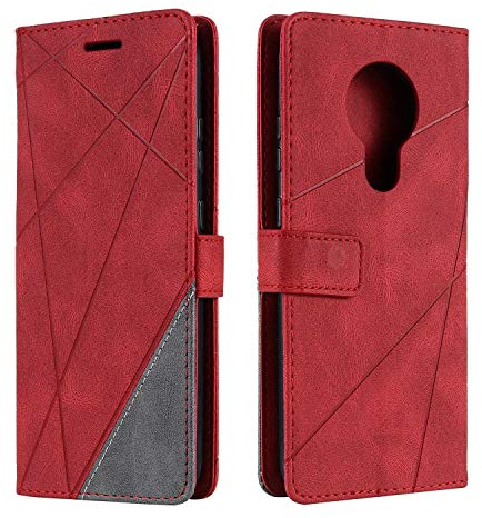 SONWO Coque pour Nokia 5.3, Etui en Cuir PU Portefeuille Housse Fermeture Magnétique und Flip pour Nokia 5.3, avec Fermeture Magnétique, Rouge