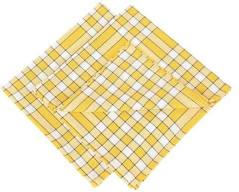 Lot de 2 Serviettes de Table Carreaux Vichy Normand Jaune Nelly