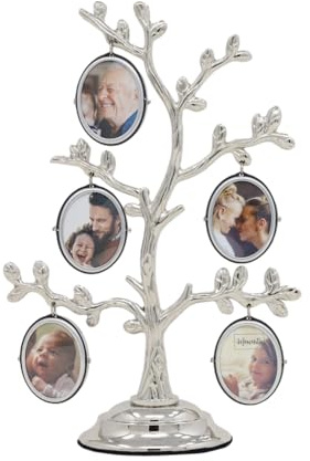 Family Tree Collage Photo Frame - Silver Plated - Holds 10 Photos