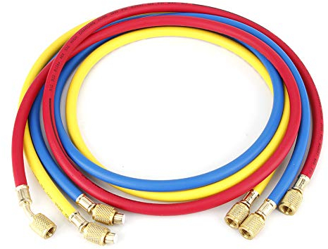 Tuyau de charge de réfrigérant 3 couleurs 3 pièces 1/4 ''SAE 600PSI pour R22, R134a, R12, R50 Tube de climatisation, accessoire d'outil d'ajout de liquide de refroidissement