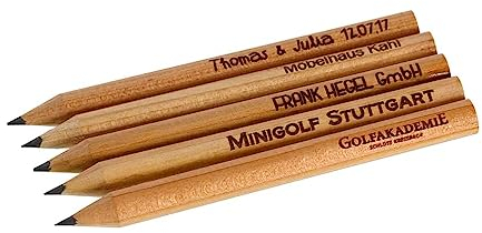 25 Stück personalisierte Holzbleistifte (Kurz) -Gravierte Holzbleistifte/Bleistifte mit Wunschtext/Namen/Webseite (max. Gravurmaß 50x5 mm) (Kurz, 25 Stück)