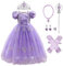 IBAKOM Enfants Filles D?guisement Raiponce Robe Hors ?paule Princesse Anniversaire Carnaval No?l Halloween Mariage Dentelle Tulle Robe Longue Costumes halloween Violet-03 6-7 Ans