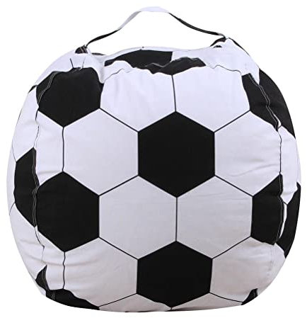 Mify Aufbewahrungs-Sitzsack, 18-Zoll-Sitzsack-Abdeckung mit Reißverschluss, Großer Rugby/Fußball/Volleyball/Baseball-bedruckter Sack, Kinder Plüschtiere Spiel
