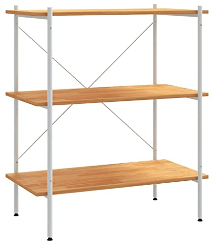 vidaXL Regal mit 3 Böden Bücherregal Standregal Büroregal Haushaltsregal Aufbewahrung Wandregal Aktenregal Lagerregal Weiß Eiche-Optik 80x40x92cm