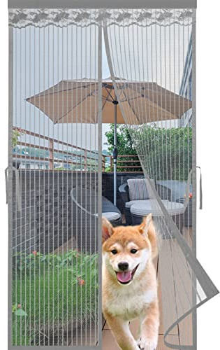 MEEYI Magnetischer Fliegenvorhang 85x195cm, Magnet Fliegengitter Balkontür Insektenschutzrollo Insektenschutz Magnetvorhang Fliegenvorhang Ohne Bohren Für Wohnwagen - Grau