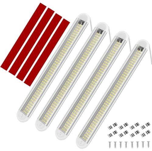 Thlevel 120 LED Barra Luminosa a LED per Interni 12V-85V Lampada Illuminazione Universale con Interruttore per Auto Camion Camper Furgone Roulotte Barca Cucina Studia 4 Pezzi