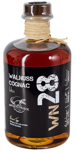 Urgeschmack Eventgrillen Walnuss Cognac Likör 28% Vol. (mit einem edlen Cognac verfeinert, weichen Ausklang, vollmundig, einzigartiger Likör) 1 x 0,5 Liter