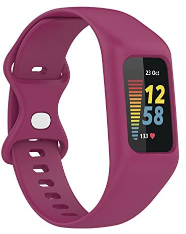 FONREST Bracelet monobloc compatible avec Fitbit-Charge-6/5/4/3/SE - Bracelet de rechange en silicone souple lavable - Bracelet de montre de sport pour traqueur d'activité, homme et femme-Rouge vin