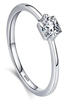 Musihy Wedding Ring, Ring Silber 925 Damen Zirkon Solitär Ring Silber Ringgröße 52 (16.6)