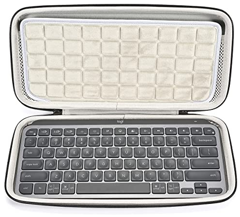 RAIACE Tragetasche Reiseschutzhülle Etui Tasche mit Hartschale für Logitech MX Keys Fortschrittliche Kabellose Tastatur Computerzubehör für Reisen Fall.Schwarz (graues Futter).