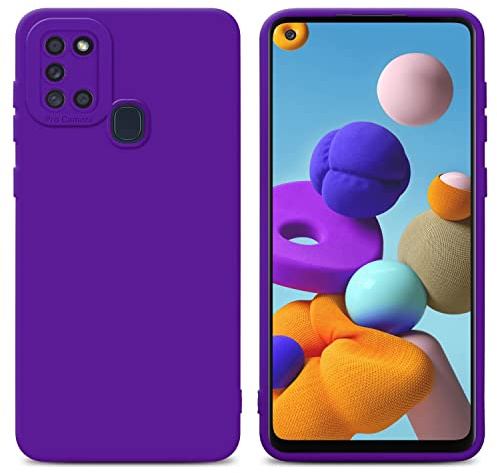 Cadorabo Hülle kompatibel mit Samsung Galaxy A21s Schutzhülle TPU Silikon Case Liquid Design mit Kameraschutz Slim Kratzfest Weiche Gummi mit Rundumschutz Case Hülle für Galaxy A21s in Lila