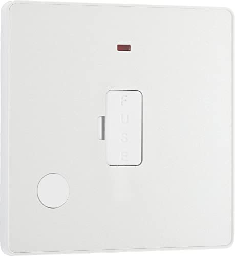 BG Electrical Unswitched Fused Connection Unit with LED Power Indicator and Flex Outlet, Fused Spur FCU, Double Pole, Screwless Front Plate, Round Edges, Evolve, Pearlescent White, 13A, PCDCL54W