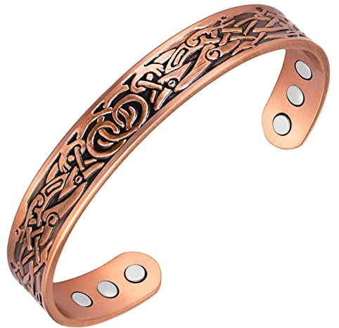 Vicmag Kupferarmband mit Magneten für Männer Ultra Stärke Kupferarmband Herren 99,99% Kupfer Einstellbare Größe mit Geschenk-Box (Kupfer)