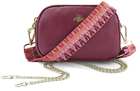 Woodland Leathers Genuine Leather Ladies Cross Body Bag, Shoulder Bag With Adjustable Wide Strap, Chain And Wrest Band, Italian Designed Multipurpose Shoulder & Crossbody Bags For Women (Burgundy)