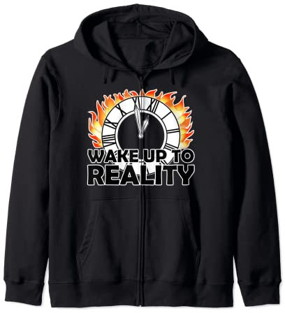 Zeit Aufzuwachen Für Die Realität Brennende Uhr Läuft Ab Kapuzenjacke