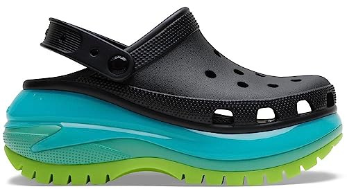 Crocs Unisex-Erwachsene Mega Crush Clogs, Schwarz/Multi, 8 Women/6 Men
