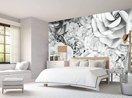 Papier Peint Panoramique Fleurs Retro Papier Peint 3D Intissé Decoration Murale Chambre Salon