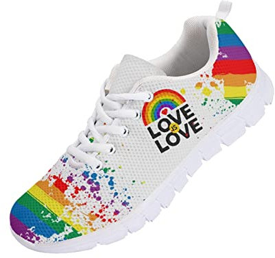Kuiaobaty Damen-Arbeitsschuhe, rutschfest, Laufschuhe, Cartoon-Katzen, niedliches Krankenschwester-Mädchen-Druck, leicht, flach, Rainbow Lgbtq Pride, 43.5 EU