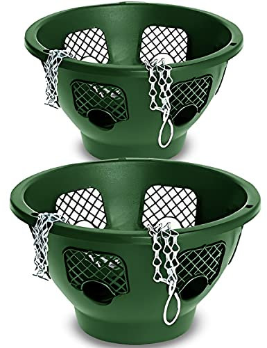 Easy Fill Set of 2 Hanging Basket - Original Easy Fill Hanging Plant Pots - 12 Inches Green Hanging Planters for Balcony, Indoor, or Outdoor - Plastic Hanging Basket for Herb, Flowers, or Plants