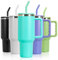 mebiusyhc 40oz Stainless Steel Vacuum Insulated Cup Double Wall Travel Flask Car Coffee Mug Tumbler with Straw with Handle for Hot Iced Coffee (Mint Green) (GMKBG98)
