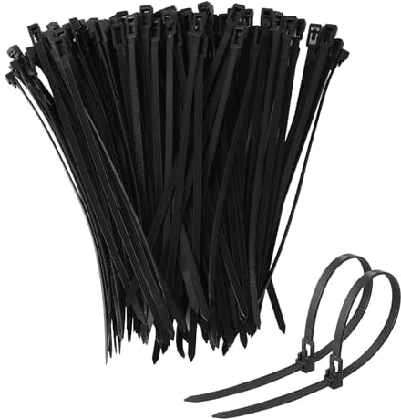RAFIYU 200 Stück kabelbinder wiederverschließbar,5 x 200mm UV-beständig, lösbar und wiederverwendbar Halter für Kabelbinden in schwarz,Chemische resistenz set (Black)