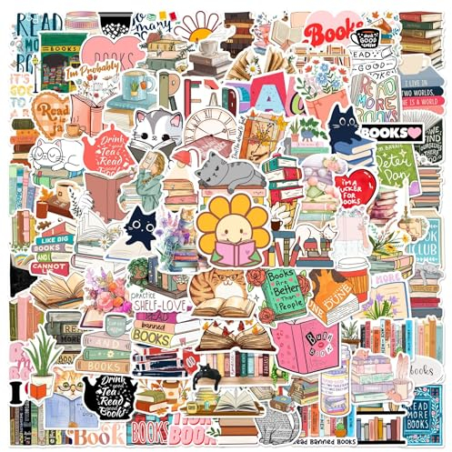 Lesen Aufkleber Reading Sticker Set 100 Stücke Niedlich Deko für Auto Laptop Skateboard Fahrrad Moped Motorrad Fahrrad Computer,Geeignet für Erwachsene Kinder