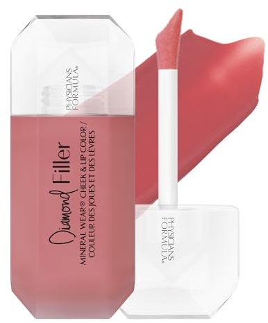 Physicians Formula Mineral Wear Diamond Filler Cheek and Lip Color, Tinte de Labios y Mejillas en Serum, Fórmula Rellenadora Multiuso, Enriquecido con Vitamina E, Radiant Pink