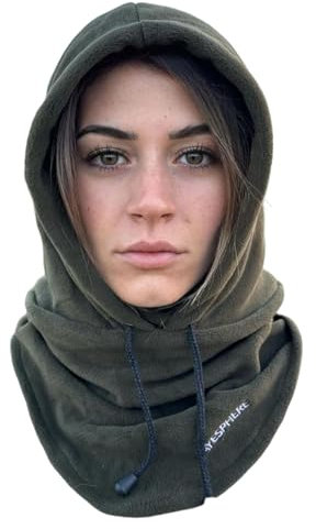 Ayesphere Sturmhaube, Sturmhaube für Herren und Damen, Balaclava, Motorrad-Sturmhaube, Halswärmer für Herren und Damen, Thermo-Sturmhaube, Fleece-Futter, Mütze, Schal mit Kapuze, grün, One size