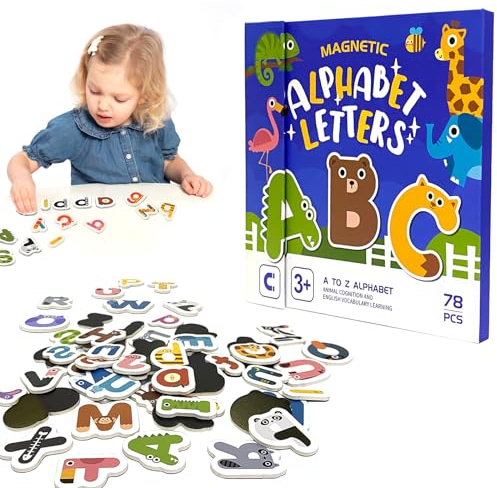 78pcs magnetbuchstaben,Magnet Buchstaben für Kinder,magnetbuchstaben für kindertafel,Magnete für magnettafel Kinder,pädagogische Rechtschreib-Lernspiele, Spielzeug-Set für Kleinkinder