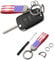 deemars Porte-clés Américain de Voiture de Drapeau des Etats-unis, Porte-clés en Cuir Microfibre Avec Anneau en Alliage de Zinc, Porte-clés Accessoires Automobiles (Rouge Le drapeau-Le drapeau)