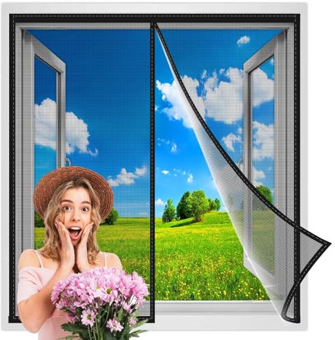 Zanzariera Magnetica Finestra Porta in Vetroresina 110x240 cm, Anti Insetti Traspirante Magneti Extra Forti Zanzariera Finestra Magnetica Zanzariere Magnetiche Molto Nero Rinforzata