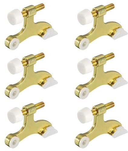 Hsthe Sea 6 Pcs Hinge Pins, Gold Door Stop, Adjustable High-Performance Hinges with Rubber Bumpers, Wall Damage Protection