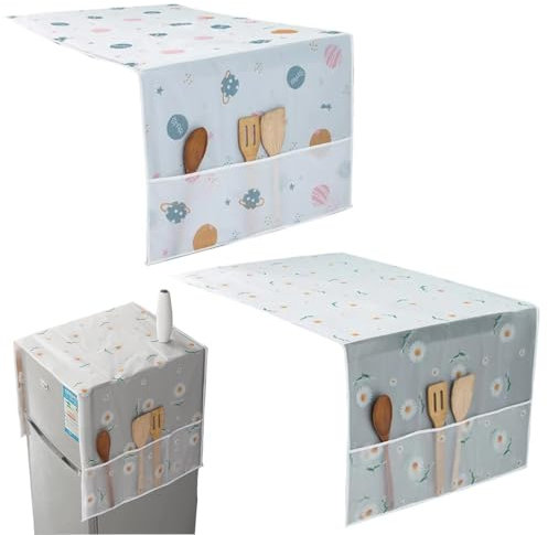 2 Pièces Housse de Machine à Laver, Housse De Réfrigérateur, Couvercle Anti-poussière Polyvalent, pour Réfrigérateur et Lave-linge, Avec sac de Rangement (54x130cm)