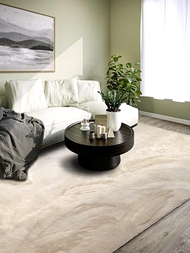Villeroy & Boch Shaggy Teppich Leon - Flauschiger Hochflor Wohnzimmerteppich - Einfarbig Weich Pflegeleicht Langflor für Wohnzimmer Esszimmer, Schlafzimmer, Kunderzimmer - Creme, 200x290 cm