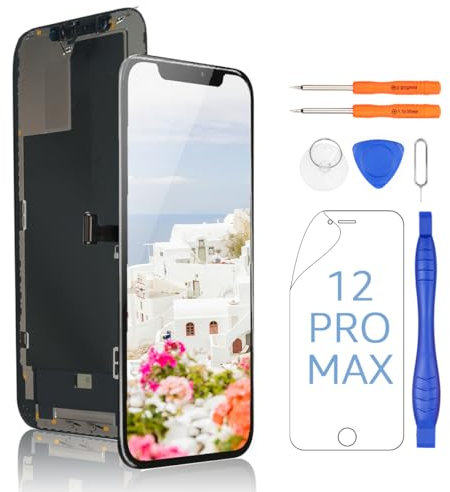 Yodoit Écran pour iPhone 12 Pro Max 6,7 Ecran LCD Tactile 3D avec Kit de Réparation, Compatible avec Modèle (A2342, A2410, A2411, A2412)
