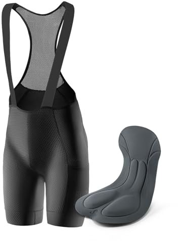 ROCKBROS Pantaloncini Bici Estivi, Pantaloncini Ciclismo con Bretelle, Salopette Ciclismo Uomo, Imbottitura 4D, Pantaloni Corti Traspiranti, Abbigliamento con Trasche per MTB, Bici da Strada