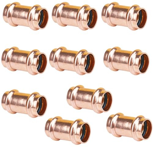 WHK 10 PackS 3/4 Press Propress x 3/4 Copper coupling Adater Fittings Connect From 3/4 Cooper to 3/4 Cooper Pipe(Lead-Free,No Stop)