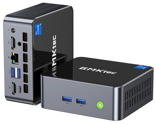 GMKtec Mini Desktop Computer, M3 Intel Core i5 12450H (8C/12T, up to 4.40GHz) W-11 Pro Mini PC 32GB DDR4 (8GB*2) 1TB SSD, 2X HDMI 4K, 4X USB 3.2, USB-C, WiFi 6, BT 5.2, RJ45 2.5G Black