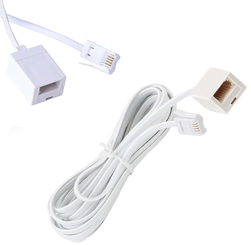 Zguziji 5m white BT to BT Extension 4 wire Flat Home Telephone Phone Cable Lead Cable Extension Cable