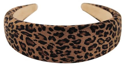 axy Breiter Haarreif mit Stoff gepolstertes Candy Colours - Wunderschön Stirnband Haarschmuck Haarreifen HRK2A (Leopardenmuster)