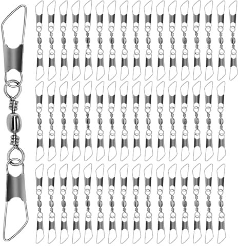 Hattba 50 Stück Kugellager-Drehgelenke, Angelköder, Haken-Verbindung, Wirbel, Angelausrüstung