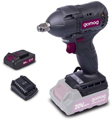 Gomag ½ Zoll Akku-Schlagbohrschrauber GO-SCS350BL Brushless | max. 370 Nm | ½ Zoll Werkzeugaufnahme | Schlagzahl 3600 bpm | Inkl. 3x Steckschlüssel (17 mm, 19 mm, 21 mm) sowie 2 Ah Akku & Ladegerät