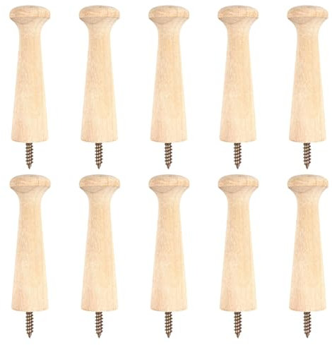 10PCS Wooden Shaker Peg Hooks Coat Pegs, 2.9 Inch Wall Mounted Screw-On Hooks with Screws Solid Unfinished Wood Racks for Coat Towel Hanger for Hanging Clothes Hat Bags Towels DIY Paint Color