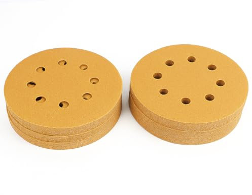 50 PCS Dischi Abrasivi 125mm Grana 80,Carta Vetrata Con 8 Fori per Levigatrice Orbitale per Legno, Carta Abrasiva per Platorello per Trapano E Levigatura Metallo, Plastica E Superfici Verniciate