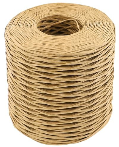 Filo di Carta, 200 m Filo di Carta Naturale, 2 mm,Filo di Ferro Carta, per bouquet, matrimoni, Natale, decorazione regalo e fai da te (marrone chiaro)