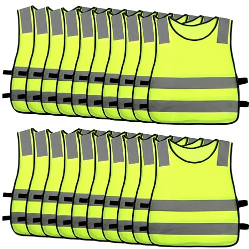 20 Pack Kids Hi Vis Vest Bulk Children High Visibility Vests Child Hi Vis Traffic Safety Vests Construction with Reflective Strips for Boys Girls Outdoor Activities Police Cosplay