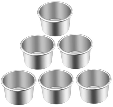 OFFSCH Runde Muffinform aus Aluminiumlegierung, 6 Stück, Silber | Herausnehmbarer Boden, für Kuchen und Quiches, Hitzebeständig, Gleichmäßige Wärmeverteilung, Leicht zu Reinigen