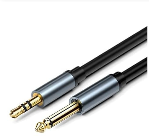 Cavo audio 3.5mm a 6.35mm, Cavo jack 3.5mm a 6.35mm Stereo Professionale HiFi, per Smartphone Tablet PC Chitarra Amplificatore Mixer Audio Lettori MP3 Sistema HiFi, Connettori Placcati in Oro 2M